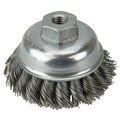 Weiler 3-1/2" Single Row Knot Wire Cup Brush .023" Steel Fill 1/2"-13 UNC Nut 13155